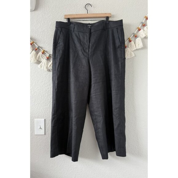 J. Crew Sydney Pant In Linen Blend Wide Leg Black Trouser Pant Careerwear 18 - Picture 1 of 8